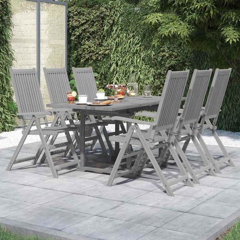Ensemble Table et Chaise de Jardin 7 pcs - Ensemble de salle à manger de jardin Bois d'acacia solide BV361195 - BonneVie (1/5)
