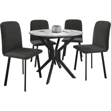 Conjunto de mesas y sillas para comedor Edmond 118, Amor Velvet 4321, 77x0x0cm, Diámetro: 90, Número de asientos: 4, Estilo: Contemporary