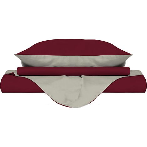Copripiumino Singolo con Sacco e Federe Doubleface Bordeaux/Panna (1/5)