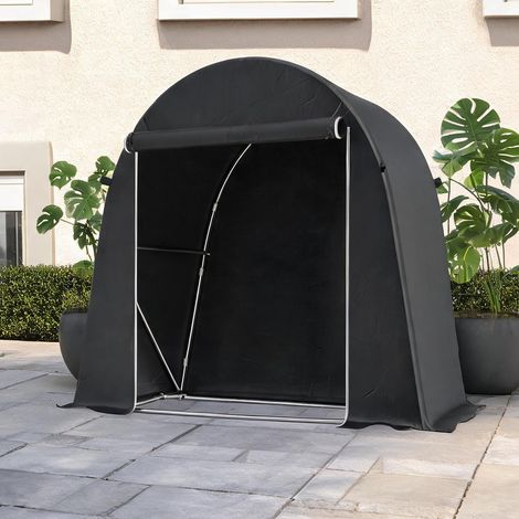 Carport pliable 245 x 120 x 200 cm gris foncé avec toit voûté (1/5)