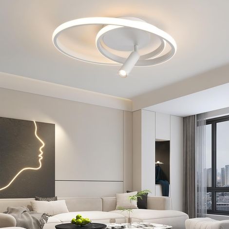 GBLY Deckenlampe LED Deckenleuchte Dimmbar: 40cm Schlafzimmerlampe Modern Design 37W Wohnzimmerlampe mit Strahler Weiß mit Fernbedienung Küchenlampe für Schlafzimmer Haus Wohnung Wohnzimmer