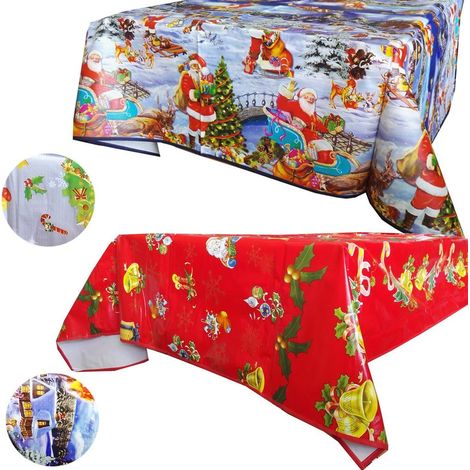TrAdE Shop Traesio - Tovaglia Plastificata Rettangolare Natalizia 120 X 230 Cm Anche Come Copritavolo - (1/2)