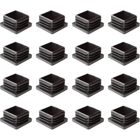16 Pièces - Toutes les Tailles - Bouchons Embouts Carrés Nervurés Pour Pieds Tubulaires De Meubles, Tables & Chaises (19mm, Noir) (1/4)