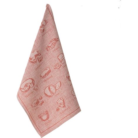 Torchon rouge imprimé Fromages 50 x 70 cm (1/4)