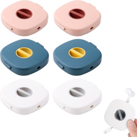 Ensemble de 6 pièces : organiseur de câbles, clips pour câbles, support de câble, organiseur de câble de charge, enrouleur de câble de données USB portable, système de gestion de câbles rétractable.-A (1/5)