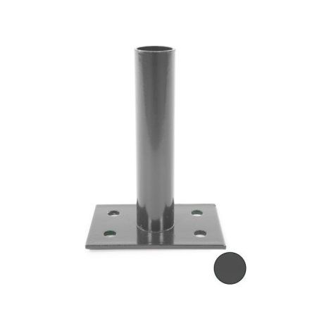 Cloture & Jardin – Platine poteau rond gris anthracite – Acier galvanisé – Hauteur 210 mm – Fixation rapide sans scellement – Compatible poteaux 38-45 mm