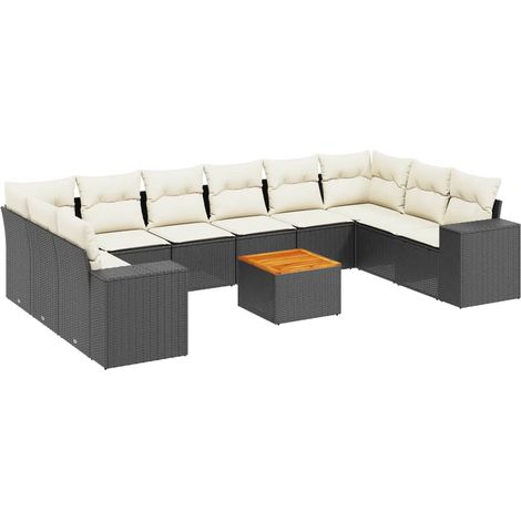 Maison Exclusive - Set de sofás de jardín 11 pzas y cojines ratán (1/3)