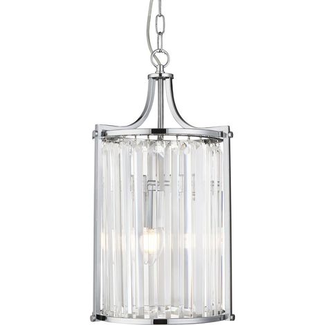 Lampadario Contemporaneo Victoria Acciaio Cromo Vetro 2 Luci E14