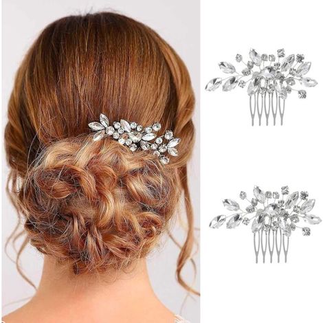 2 Pièces Bijoux Cheveux, Accessoires Cheveux Mariage, Peigne Cheveux Mariage, Bijoux Cheveux Mariage Cristal Cheveux Vignes Pour Fêtes, Fiançailles, Remises De Diplômes, Mariages (Argenté) (1/5)