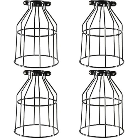 Farmhouse Lot de 4 cages métalliques vintage industrielles style ancien ouvert réglable pour suspension de lampe suspendue, abat-jour de rechange parfait (1/5)