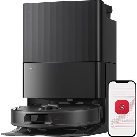 Roborock Qrevo S5V Saugroboter mit Wischfunktion&Hebarem Wischmopp, 12.000Pa Saugkraft, Zero-Tangle System, Warmlufttrocknung, Intelligente Hindernisvermeidung, Multifunktions-Dockingstation Schwarz