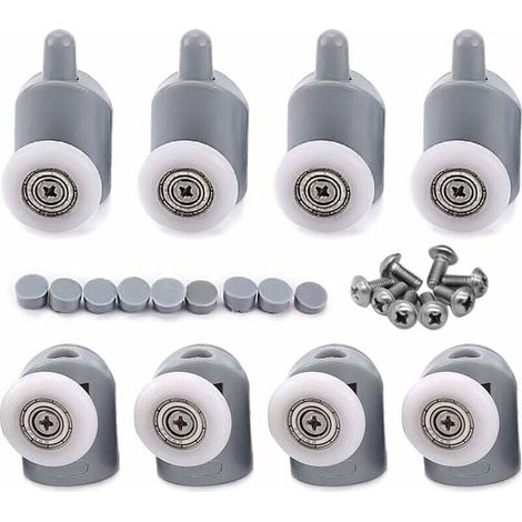 YMYNY 8x Galet ajustables Dual Rouleau Roulette Roue Porte Douche Salle de Bain 25mm (1/4)