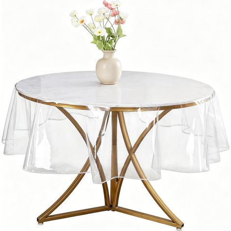 Nappe de table ronde en TPU 183cm transparente, lavable, résistante aux intempéries