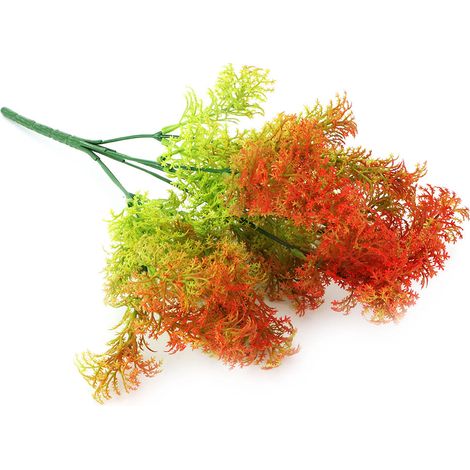 Feuilles artificielles en plastique, algues simulées, plante d'imitation, décoration pour la maison et le jardin (algues orange) (1/5)