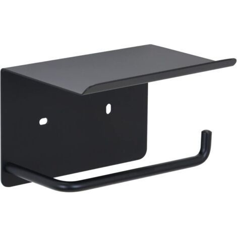 Toilet paper holder with self-adhesive dispenser shelf in stainless steel, easy installation without drilling, silver (1/4)