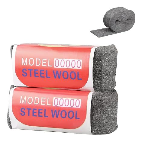 Steel Wool, Steel Wool 00000, 2 Pieces Extra Fine Steel Wool, For Filling Holes and Cracks In Walls, for Rooms, Garages and Gardens (1/5)
