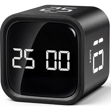 HAUSPROFI Cube Pomodoro Timer, Gravity Sensor Flip Timer with 4 Preset Modes 5/10/25/50 Min, Custom Countdown, Rechargeable with Vibration & Sound Alert, LED Focus Timer for Studying, Productivity & K (1/5)