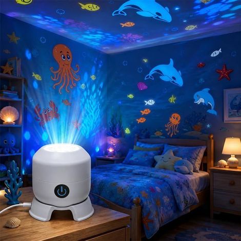 Projecteur LED rotatif océan - Veilleuse monde sous-marin rechargeable avec modes dynamiques pour chambre enfant - USB (1/5)