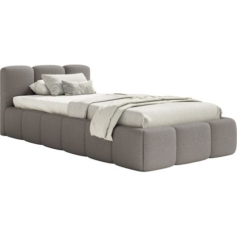 Selsey Cloudy Low – Polsterbett 90x200 cm, Bouclé Grau