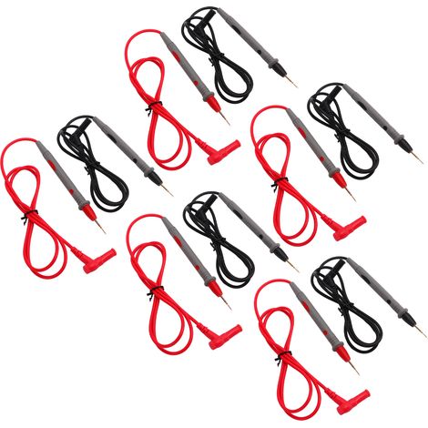 Multimètre J.30026 avec 5 paires de sondes universelles, câbles fins 1mm, fil 20A, connecteurs banane 4mm rouge et noir, lot de 5, testeur électrique professionnel. (1/5)