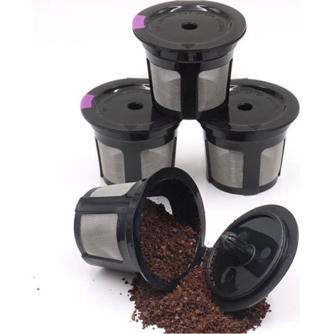 Filtre À Café Réutilisable - PP Noir - Compatible Keurig K-Elite K-Classic K-Duo K-Slim K-Café - Lot De 4 (1/5)