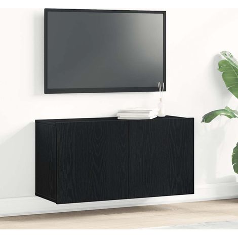 Meuble TV Banc TV Armoire TV Chêne noir 80x30x41 cm Bois d'ingénierie (1/5)