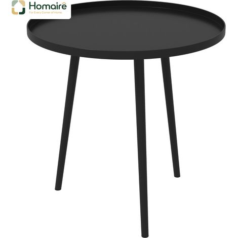 HOMAIRE Table extérieure ronde en acier pour jardin et terrasse, noir (1/5)