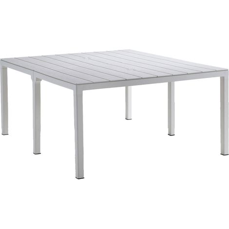 Table d'extérieur Campana, 12 places, mécanisme d'extension multiposition Made in Italy, 86x292x74h cm Blanc