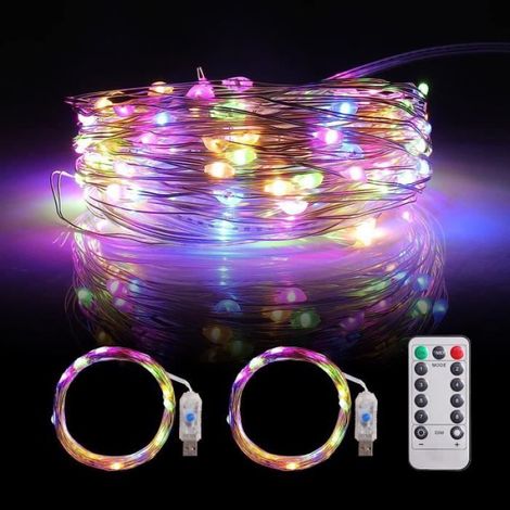1 Guirlande LED, 200 lumières, 33ft, USB, Télécommande, Intérieur, Fêtes (1/4)