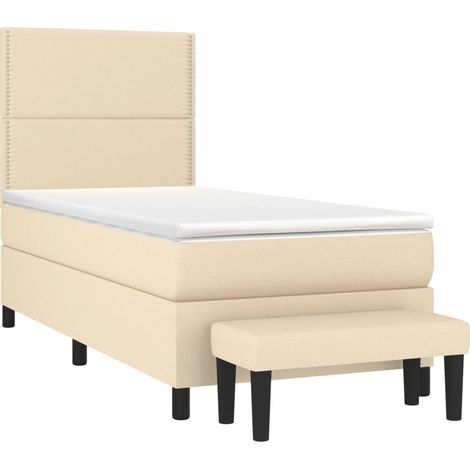 Giroletto a Molle con Materasso Crema 90x190 cm in Tessuto vidaXL (1/5)