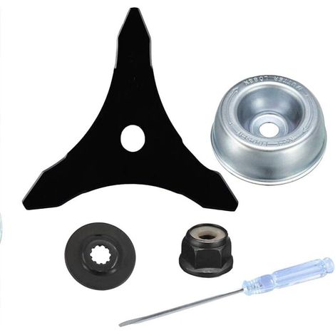 10" x3T Steel Brush Cutter Blade for 1" (25.4 mm Or 20 mm Arbor), Carbon Steel Weed Eater Blades with Blade Adapter Attachment Kit (1/5)