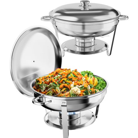 Ronds Réchaud à Buffet, Ensemble de Chauffe Plats Buffet 5L, Un Service de 2 Pièces Buffets Chauffants, Fêtes Mariages Dîners Noël