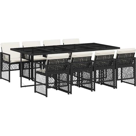 Maison Exclusive - Set de comedor de jardín 9 pzas y cojines ratá
