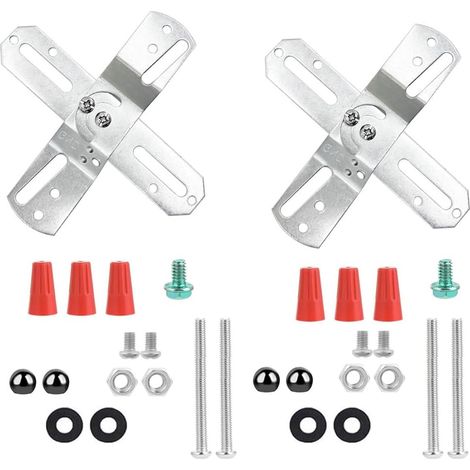 2 Kit traverse lumineuse 10 cm, support de montage en forme de croix avec vis et écrous, plaque support plafonnier pour montage de luminaires (zinc blanc) (1/4)