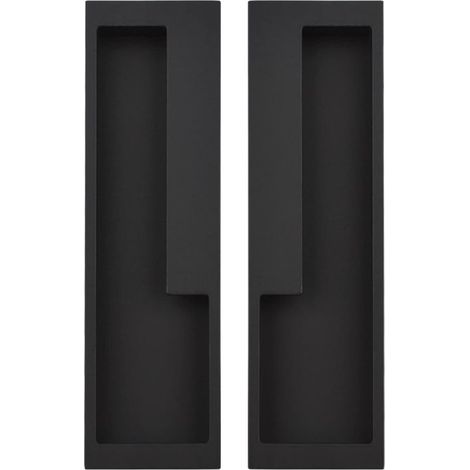 Lot de 2 poignées de porte coulissante encastrées en alliage d'aluminium, 20 cm, modernes et simples pour tiroir de grange, placard, armoire/noir mat (1/5)