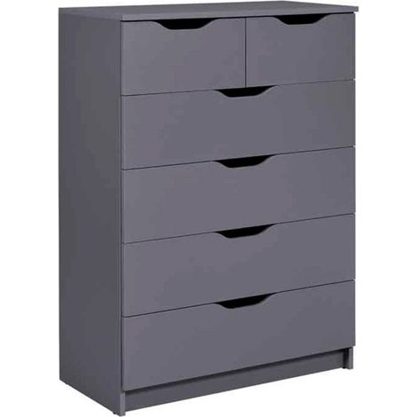 Commode 6 Tiroirs Design "Litania" 112cm Gris (1/5)