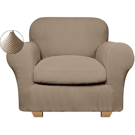 Housses de canapé 1 Place Avec Accoudoirs Housse pour Fauteuil Élastique Canapé Extensible avec Housse de Coussin - kaki (1/4)