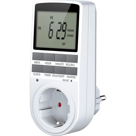 Prise Programmable, Programmateur Prise Électrique et Digitale avec 10 Programmes à 12H/24H/7Jours, Mode Anti-vol et Grand LCD écran, Économiser Électricité (1/5)