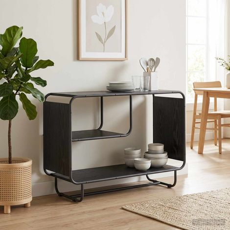 vidaXL Buffet Chêne noir 93.5 x 37.5 x 64.5 cm Bois d'ingénierie (1/5)
