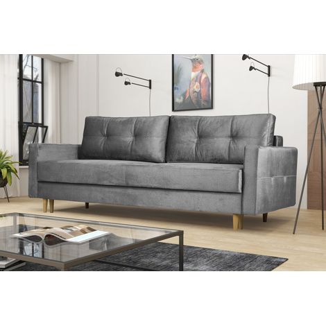 Modernes Sofa Floro - 3-Sitzer mit Schlaffunktion Silber (1/3)