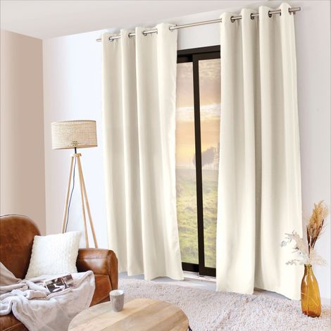 Rideau 100% Occultant Thermique hiver/été - 135 x 240 cm - 135x240cm - Ecru