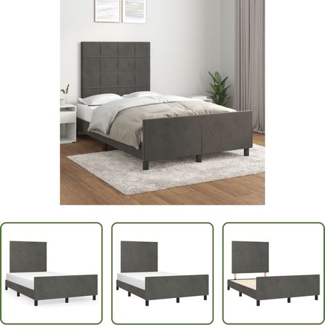 Kopfteil - Bettgestell ohne Matratze Dunkelgrau 120x200 cm Samt (1/5)