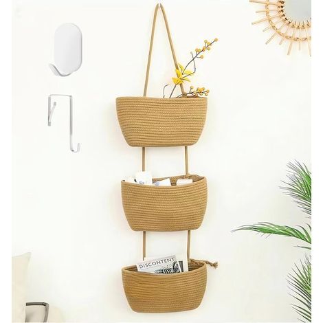 3-stöckiges Hängeregal im Boho-Stil für Tür- und Wanddekoration (1/4)