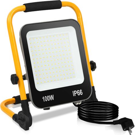 Swanew – Projecteur de chantier LED 100W – 10000LM blanc froid 6000K – Étanchéité IP66 pour extérieur – Trépied réglable 0-180° (1/5)