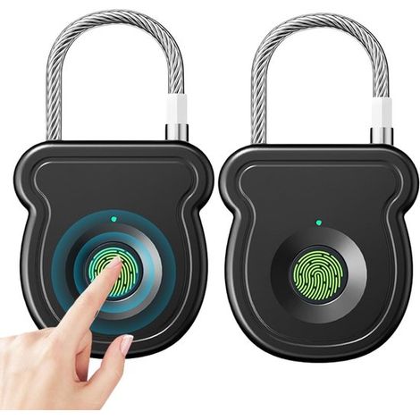 Lucchetto intelligente a due componenti con impronta digitale: sblocco rapido in 0,5 secondi, per armadietti, palestra, ufficio e giardino, compatto. (1/5)