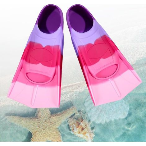Aletas de entrenamiento, aletas para natación, buceo y snorkel, aletas cortas de silicona para niños, aletas cortas para piscina de apnea (talla 27-29) (1/5)