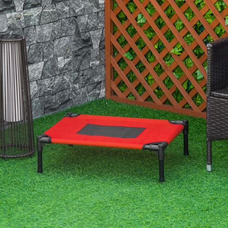 Cama de verano para perros de hasta 11,3 kg, para interior y exterior, 61x46x18 cm, roja.