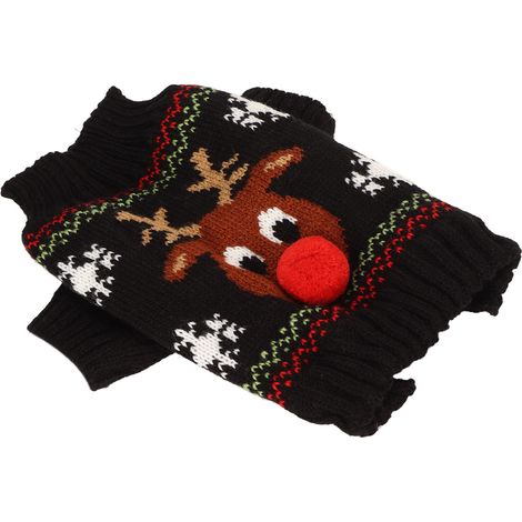 Pulls de neige épais pour chiens, pulls de Noël et de fêtes pour chiens de petite et moyenne taille, taille XL, noir (1/5)