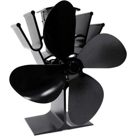 Hot Blast 4-blade wood stove fan, fuel-saving, environmentally friendly heating (black)--DTEKGAZ