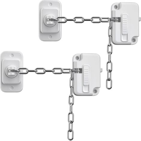 Lot de 2 Butées de sécurité pour fenêtre PVC, réglables 4-12 cm, verrouillage automatique, sans perçage, intérieur (1/5)